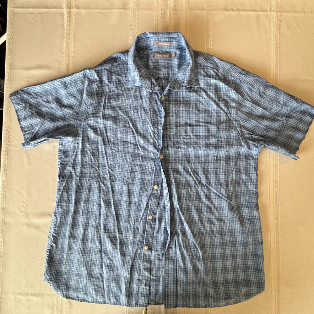 Daniel Cremieux Signature Collection Plaid Cotton Casual Shirt XL Blue
